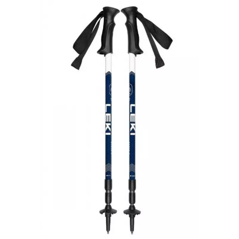 Trekking nūjas Leki EAGLE zili-baltas regulējamas alumīnija 3 segmentu 110–145 cm, 270 g