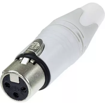 Neutrik NC3FXX-WT — XLR ligzda, melna, nerūsējošais tērauds, balta, bronza, poliamīds, POM, poliuretāns, cinks, IP40, 2,5 mm², 1,5 V