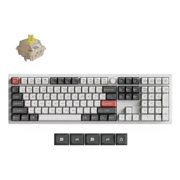 Mehāniskā tastatūra Keychron Q6 Ultra 8K — Pilna izmēra 100%, USB + RF Bezvadu + Bluetooth, RGB, Balta