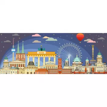 Puzle Ravensburger Panorama Nakts Berlīnē 1000 gabali, panorāmas formāts
