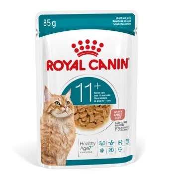 Slapjā barība kaķiem Royal Canin FHN Ageing 11+ Gravy 12×85 g – pilnvērtīgas maltītes senioriem