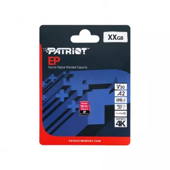 PATRIOT MicroSDXC atmiņas karte 512GB V30 U3 Class 10, lasīšana 90 MB/s, rakstīšana 80 MB/s, ar rakstīšanas aizsardzības slēdzi