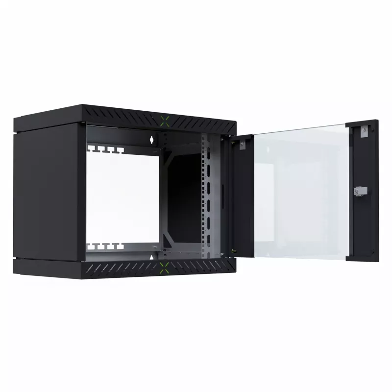 EFB Elektronik 19 Wandgehäuse X-Rack mit Glastür 400-600mm schwarz - Wandgehäuse (WGX-0906TS.G1)