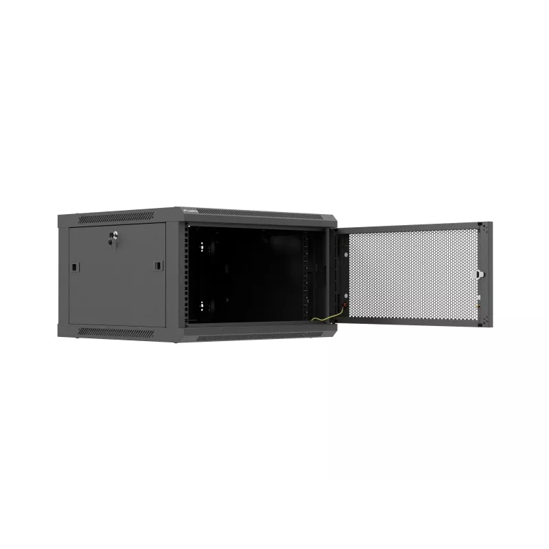 Sienas stiprinājuma 19 inch skapis 6U 600x600 melns