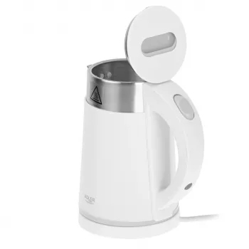 Elektriskā tējkanna Adler AD 1372W — 0,6 L, 800 W, nerūsējošā tērauda korpuss, skārienjutīga vadība