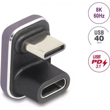 USB-C adapteris DELOCK 60737 180° 40 Gbps 240 W – taisnleņķa ātrgaitas strāvas un datu adapteris