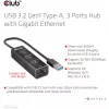 USB Hubs CLUB3D USB 3.2 Gen1 Type-A 3 Porti ar Gigabit Ethernet