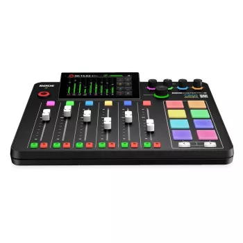 Studijas kontrolieris RØDE Caster Pro II Melns — 4 XLR/TRS kombinētās ieejas, 4 austiņu izejas, 8 paliktņi, skārienekrāns, Wi‑Fi, Bluetooth, USB‑C