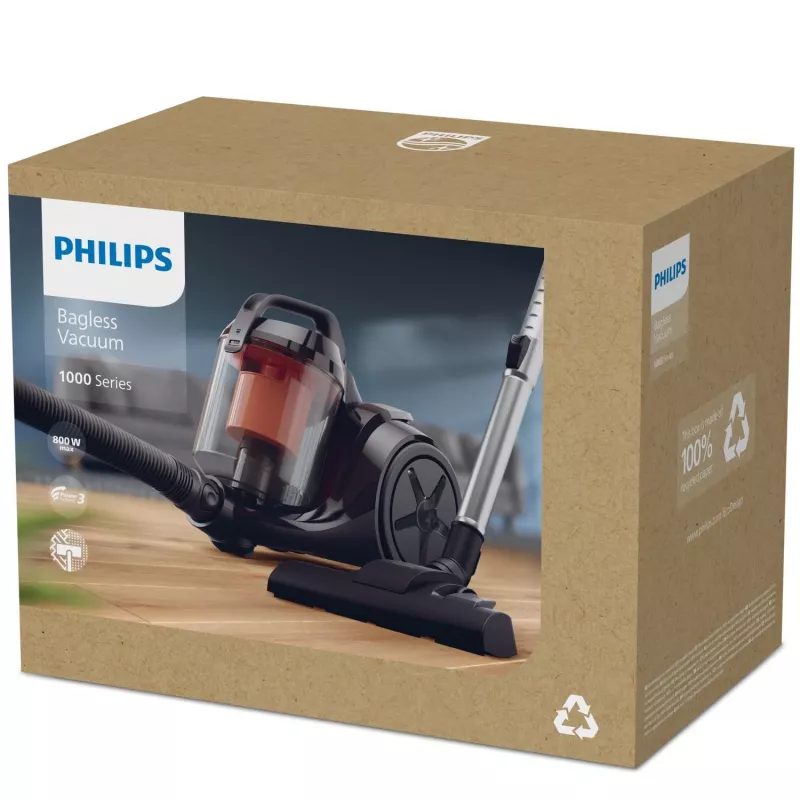 Philips 1000 sērijas XB1142/10 putekļsūcējs 1.3 L cilindriskais sausās tīrīšanas bezmaiss 800 W