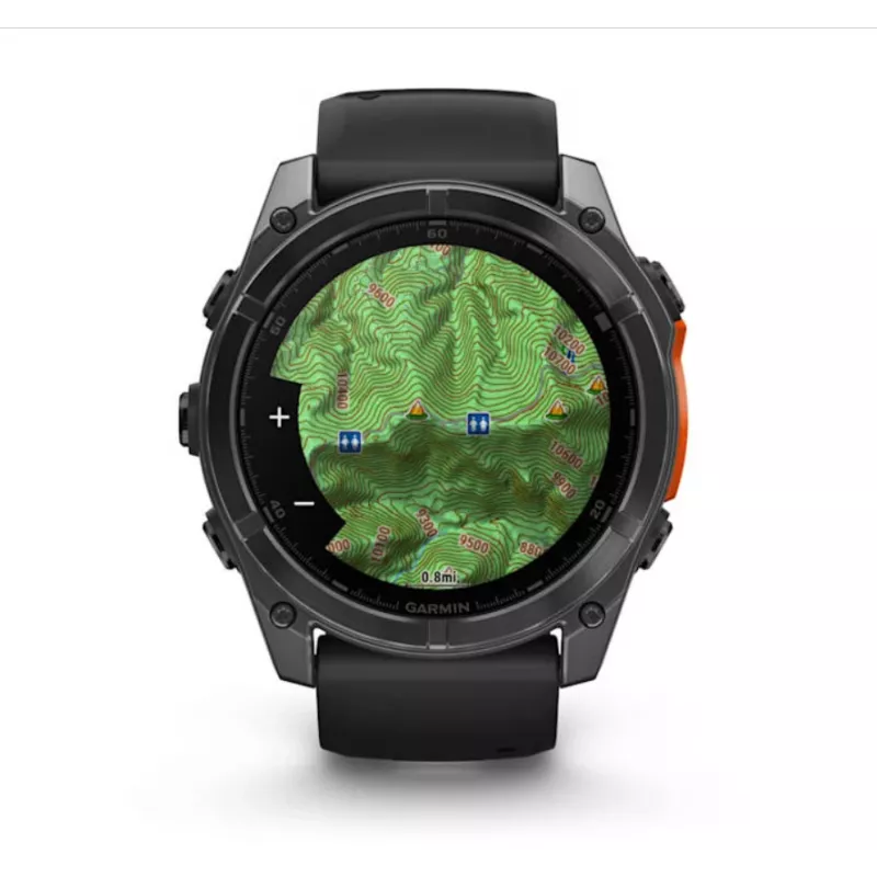 Viedpulkstenis GARMIN Fenix 8 — 51 mm titāna korpuss, AMOLED 1,4 collu, GPS, 32 GB, 10 ATM, silikona siksniņa