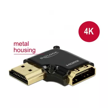 HDMI adapteris DeLOCK 65660, 90° pa kreisi, HDMI ligzda - HDMI ligzda
