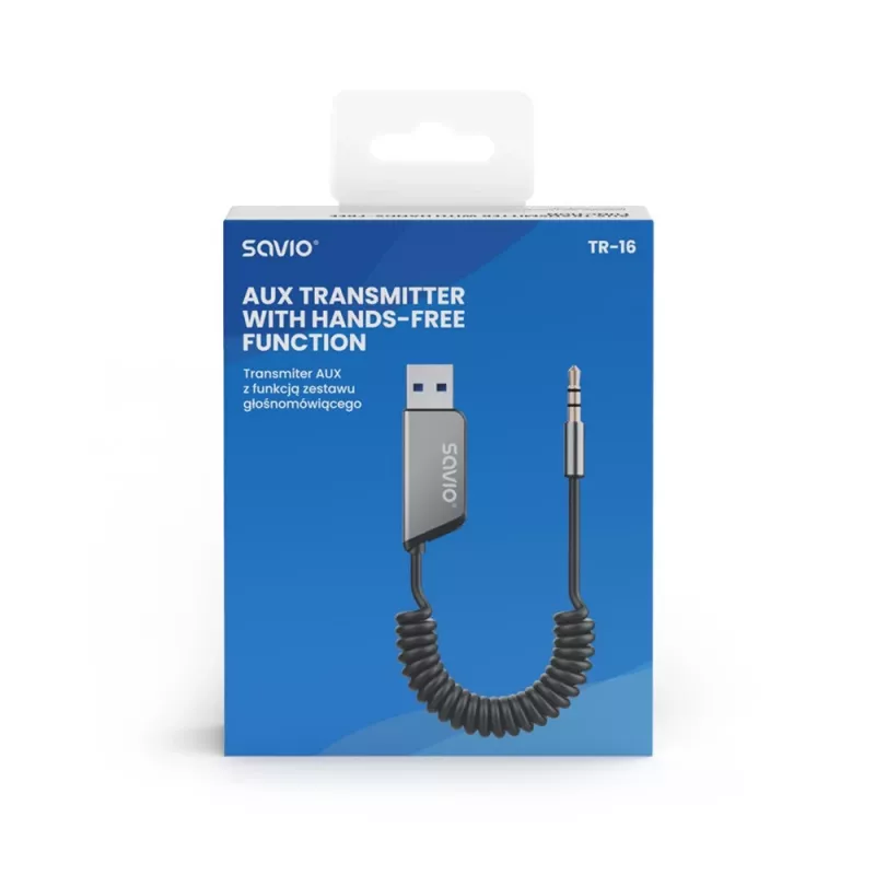 Savio TR-16 Bluetooth raidītājs AUX adapteris ar brīvroku funkciju, Bluetooth 5.3, Google Assistant/Siri