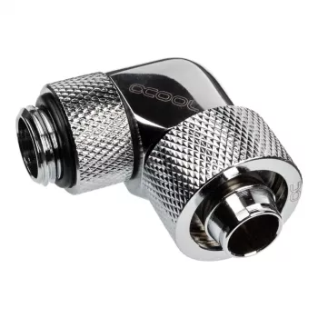 Alphacool Eiszapfen Savienotājs 90° G1/4 collu AG uz 16/10mm - Grozāms, hromēts Sudrabs