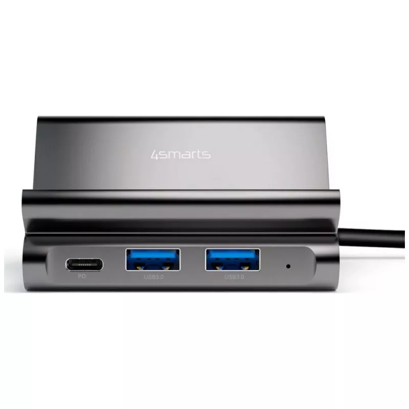 4smarts 7in1 centrmezgls ar statīvu planšetei un tālrunim, DeX režīms, HDMI, RJ45, pelēkā krāsā