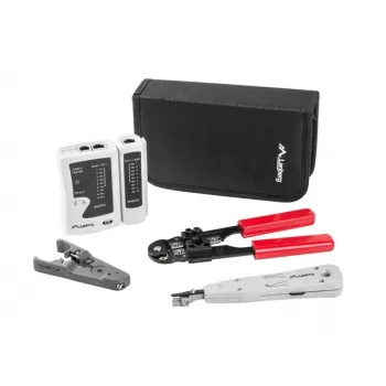 LANBERG tīkla instrumentu komplekts NT-0301 – testeris, noņēmējs, presētājs ar RJ-12 atbalstu