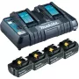 Makita DC18RD - Akumulatora lādētājs + 4x Akumulators - Li-Ion - 6 Ah - 108 Wh - 2 kanālu lādēšana (199485-6)