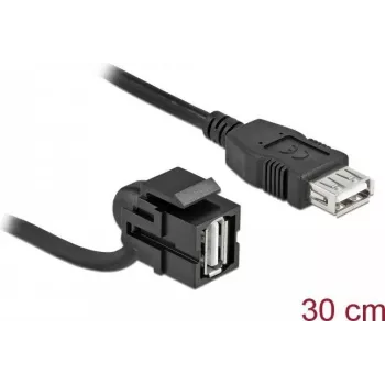 USB 2.0 A ligzda ar kabeli melna DeLOCK 86869