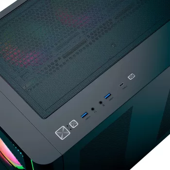 Torņa datora korpuss AEROCOOL P500C EVO-G-BK-v1 ar 2 rūdīta stikla paneļiem, Melns