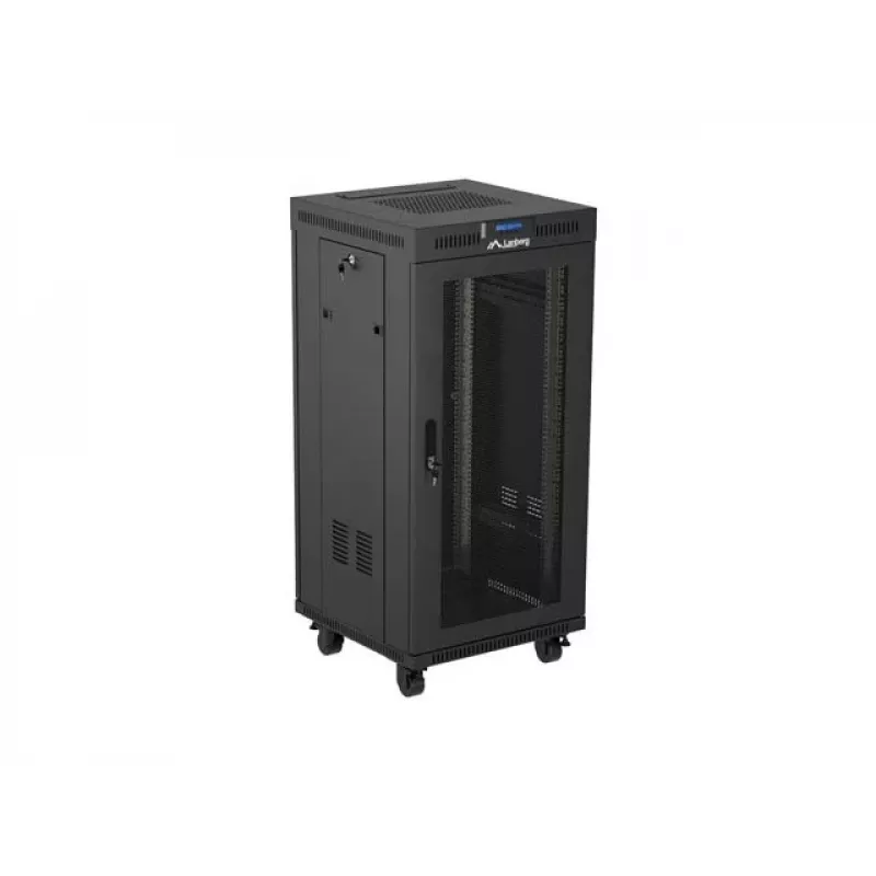 Rack skapis LANBERG FF01-6624-23BL 24U brīvi stāvošs 19 collu 600×600 mm IP20 melns