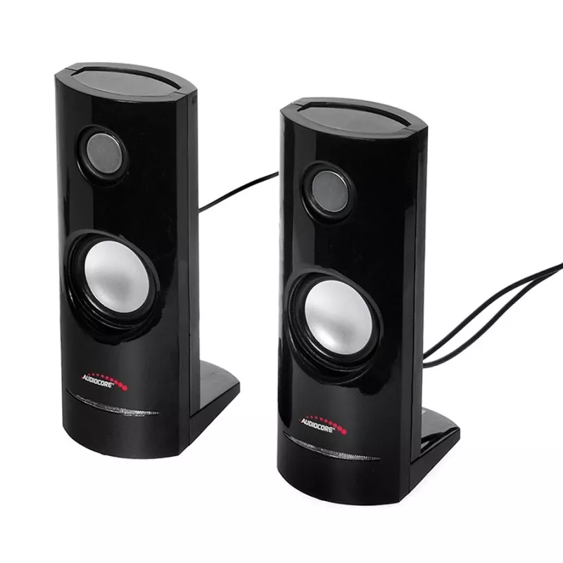 2-virzienu vadu PC skaļruņi Audiocore AC860, 2.0 kanāli, 4 W RMS, USB barošana, 3.5 mm ieeja, melni