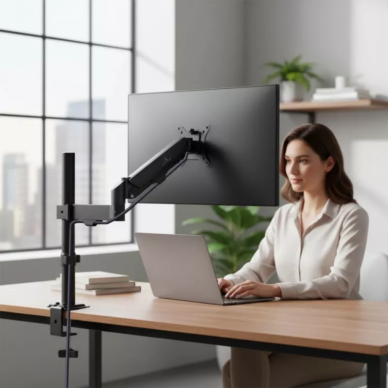 Monitora stiprinājums MACLEAN MC-135 gāzes atspere 17 inch–32 inch ekrāniem, slodze 2–10 kg, melns