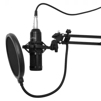 Vadu PC mikrofons MEDIA-TECH MT397K ar XLR ieeju, galda statīvu, 2,4 m kabeli, 20–20000 Hz, -32 dB jutība