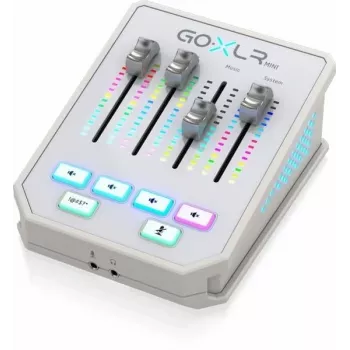 Audio mikseris TC-Helicon GO XLR Mini-WH balts — kompakts USB balss mikseris un interfeiss straumēšanai