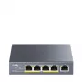 Tīkla slēdzis Cudy GS1005P — 5 portu Gigabit Ethernet ar 4 PoE portiem, 60W, metāla korpuss, montējams statīvā