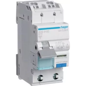 HAGER RCBO Slēdzis 1P+N 6kA B-10A 30mA ADS910D