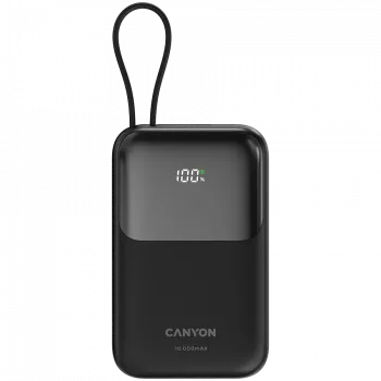OnPower 101 ar iebūvētu kabeli 10000 mAh PD22.5W Melns