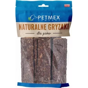 Suņu gardumi PETMEX Deer Stripes košļājamās sloksnes 200 g — brieža gaļa, bezgraudu, pieaugušiem suņiem