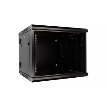 Extralink Rack skapis 9U 600x600 AZH Melns, sienas stiprinājums, veramās durvis