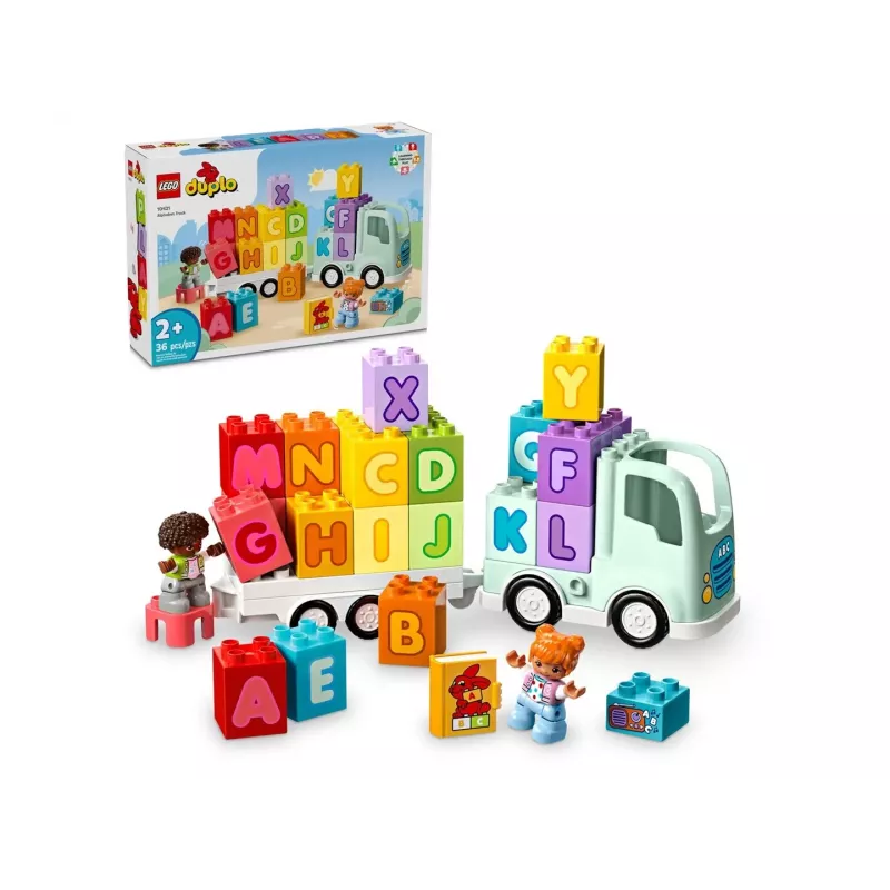 Konstruktors LEGO DUPLO 10421 ABC Kravas Auto, 36 gab., 2 minifigūras, vecumam no 2+ gadiem, izmēri 110×140×70 mm