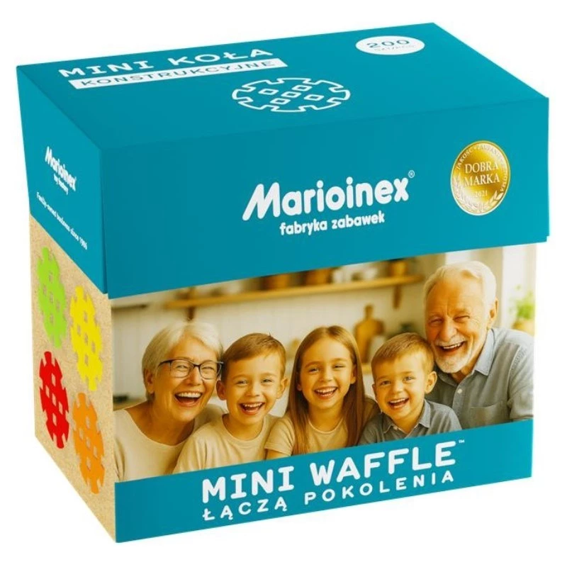 Marioinex Mini Waffle Būvbloķu Senior komplekts — 200 gab., daudzkrāsains, ieteicams no 6 gadu vecuma