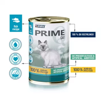 PUPIL Prime Rich in salmon with trout - slapjā kaķu barība - 400g
