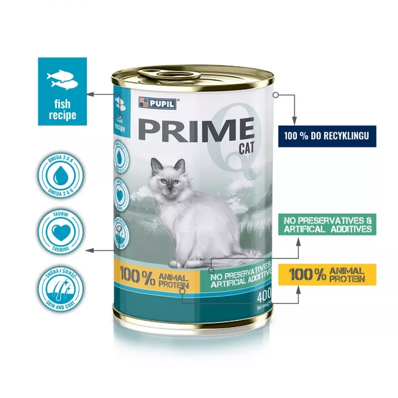 PUPIL Prime Rich in salmon with trout - slapjā kaķu barība - 400g