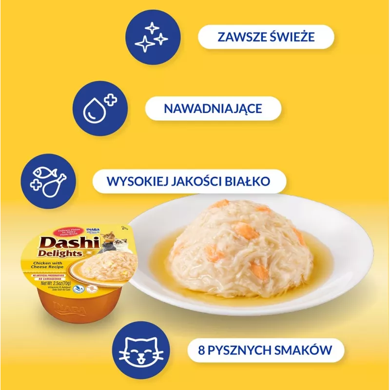 INABA Dashi Delights Vistas gaļa ar sieru buljonā - kaķu gardumi - 70g