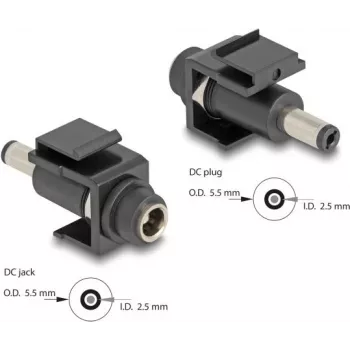 DeLOCK Keystone Modulis DC 5.5 x 2.5 mm sievišķais uz vīrišķo, melns