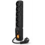 Pagarinātājs Acar F5 PRO ar pārsprieguma aizsardzību, 5 Type E kontaktligzdas, 1,5 m kabelis, 10 A, 2300 W, melns