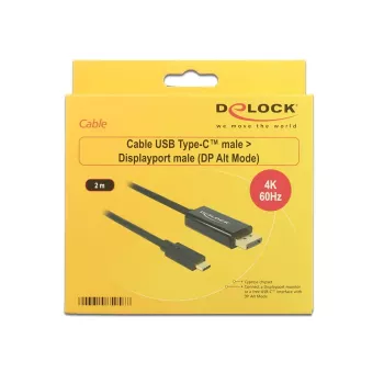DeLOCK 85256 video kabeļa adapteris 2 m USB Type-C uz DisplayPort Melns