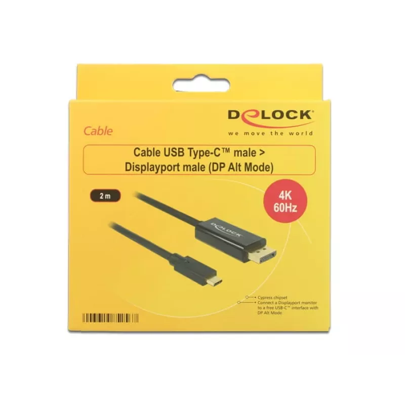 DeLOCK 85256 video kabeļa adapteris 2 m USB Type-C uz DisplayPort Melns