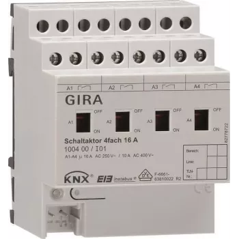 GIRA 100400 komutācijas izpildmehānisms 4-kanālu 16A KNX/EIB REG