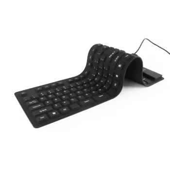 Silikona tastatūra USB+PS/2 melna