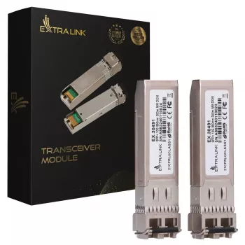Extralink SFP+ modulis 10G 2 komplektā, 10Gbps, 850nm, 300m, Multi Mode