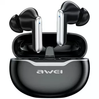 Awei T50 TWS Bluetooth 5.3 austiņas ar uzlādes futrāli / Melnas