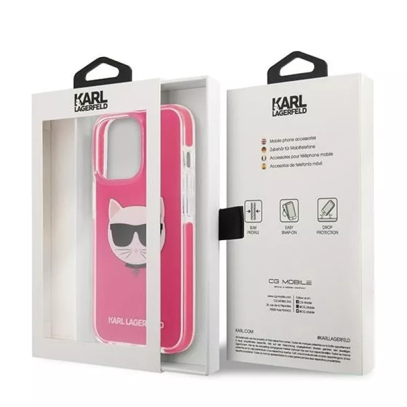 Karl Lagerfeld KLHCP13XTPECPI Cietais maciņš iPhone 13 Pro Max 6.7 Fuksija/FUSCHIA Choupette Head