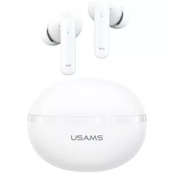 Usams TWS E02 ANC+ENC baltas Bluetooth austiņas