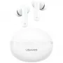Usams TWS E02 ANC+ENC baltas Bluetooth austiņas