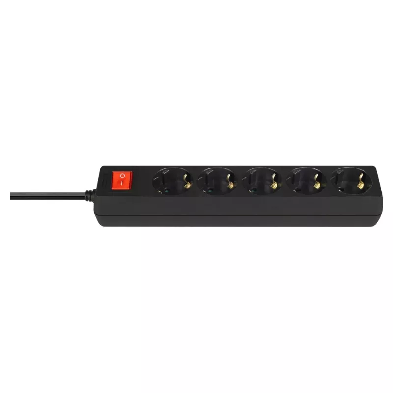 Pagarinātājs SAVIO LZ-15 — 5 Schuko kontaktligzdas, universālais spraudnis, 5 m kabelis, 2500 W, 10 A, melns