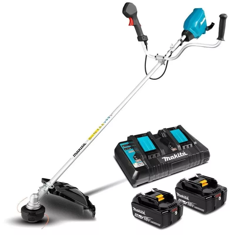 Makita DUR369APT2 trimmeris/nezāļu griezējs 1000 W AC/akumulators Melns, Zils, Pelēks